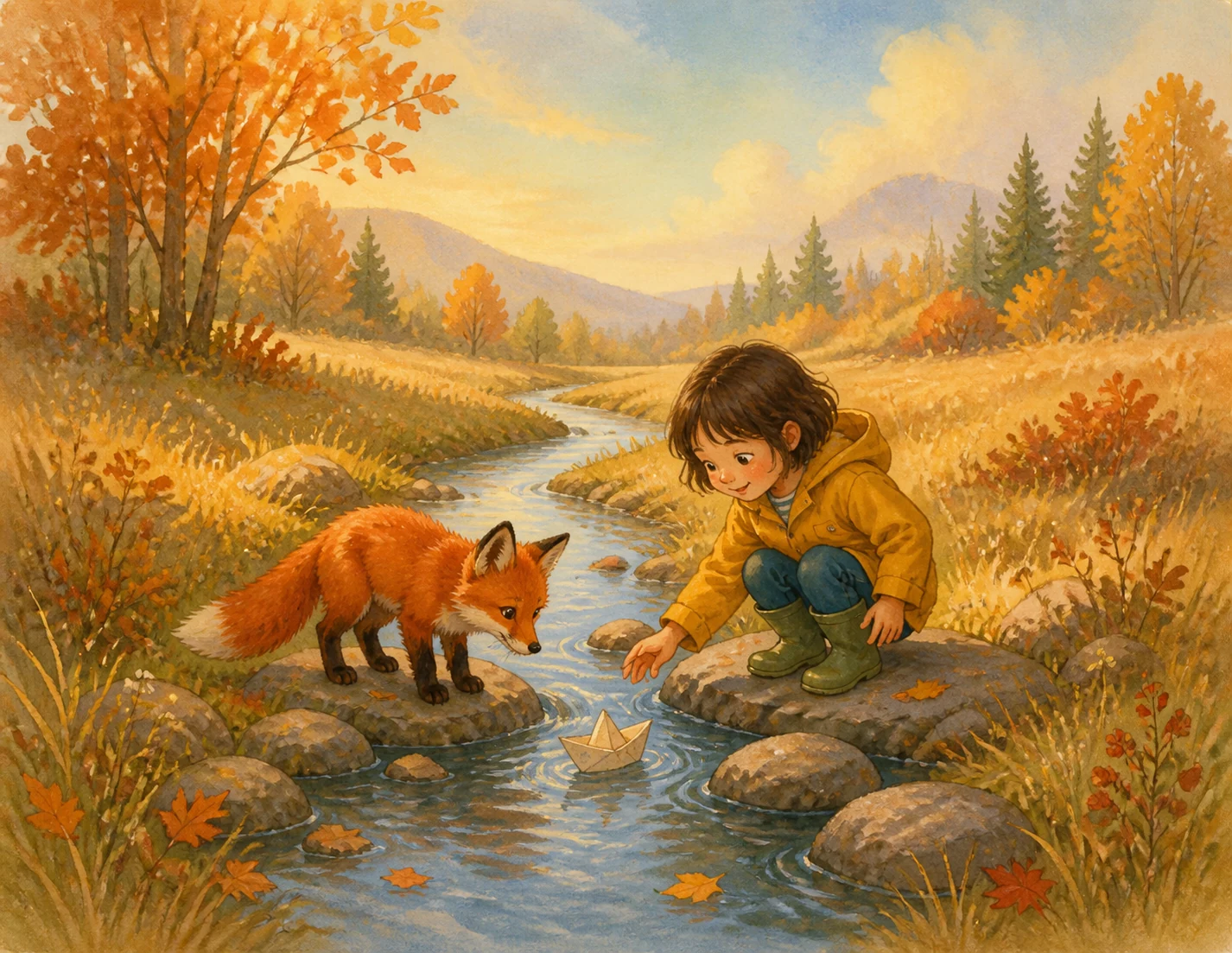 Children’s-book illustration scene
