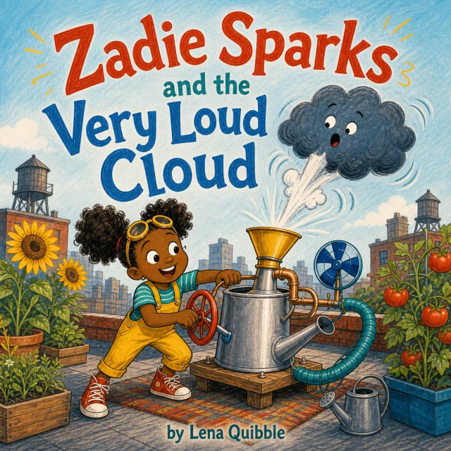 Fictional concept cover for Zadie Sparks and the Very Loud Cloud by the fictional author Lena Quibble